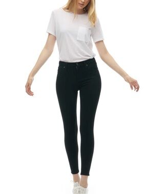 Second Yoga Jeans RACHEL SKINNY JEANS CLASSIC-RISE ANKLE / BLACK Stretch, Sz 29